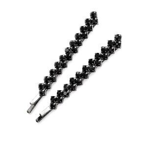 Black Rhinestone Wave Hair Clips Crystal Geometric Bobby Pin Set NEW